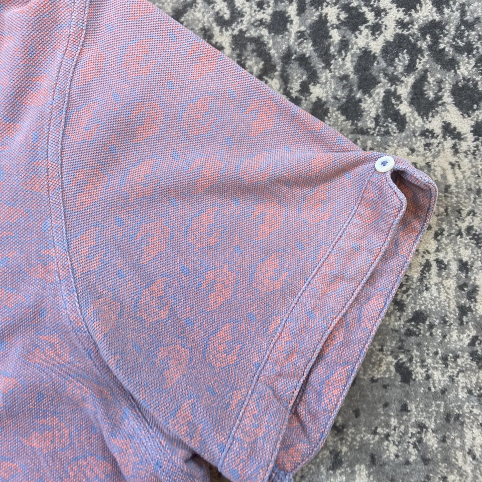 Camisa Polo Michael Bastian x Uniqlo L AJUSTE CEÑIDO Geométrica Salmón Océano Onda Rosa Foto 2 de 4