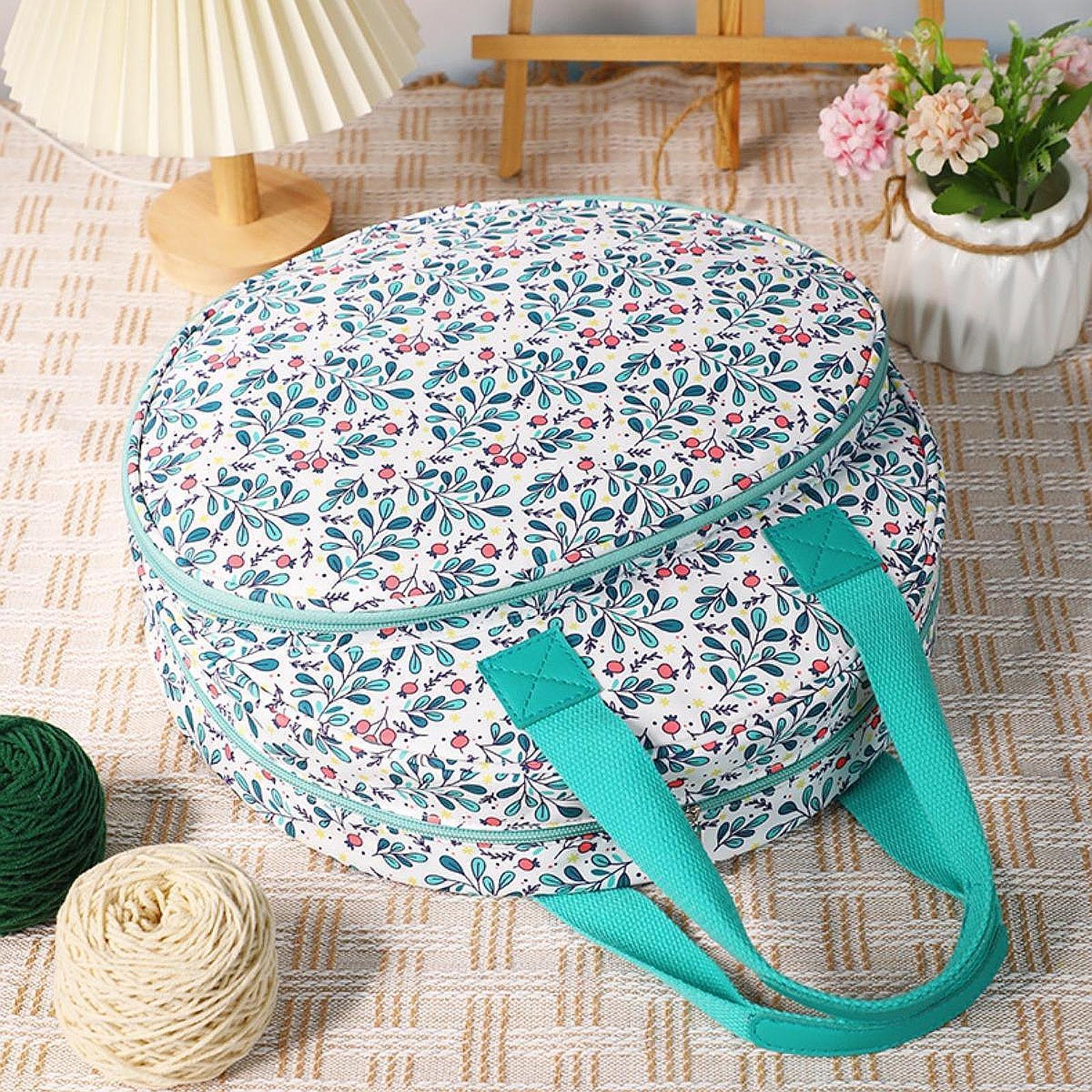 Crochet Bag Embroidery Supplies Handbag with Carry Handle Yarn Storage Bag