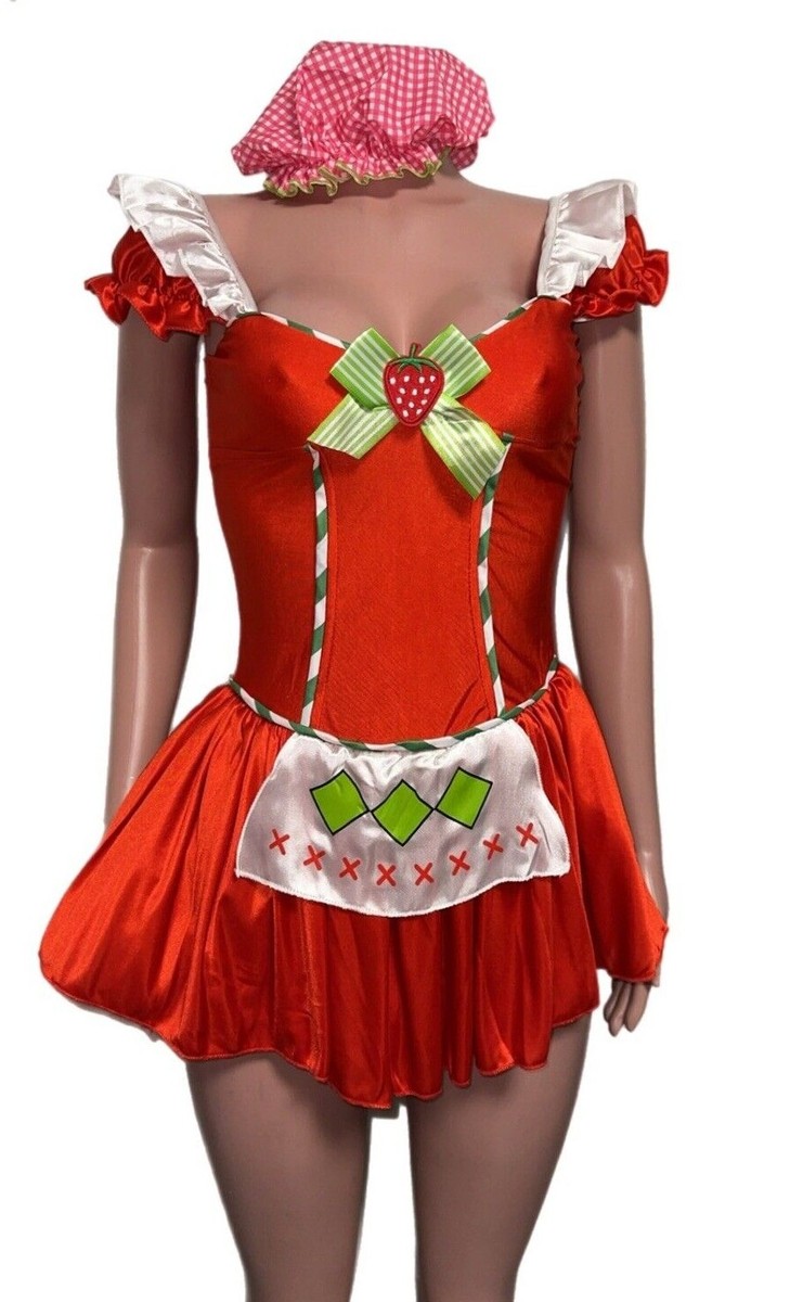 Cozypower 5 Pcs Strawberry Costume Set For Women - Tutu Skirt Strawberry Hat Thigh High Socks Earrings For Halloween Cosplay Everyday Dressing Up