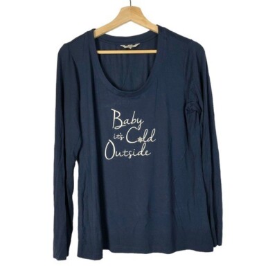 Soma Navy Blue Baby It's Cold Outside Long Sleeve T-Shirt M