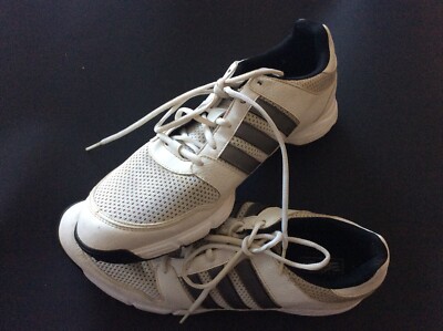 Golf Adidas Sneakers Spiked Shoes Size12 Leather/Mesh Laced up White/Gray Great