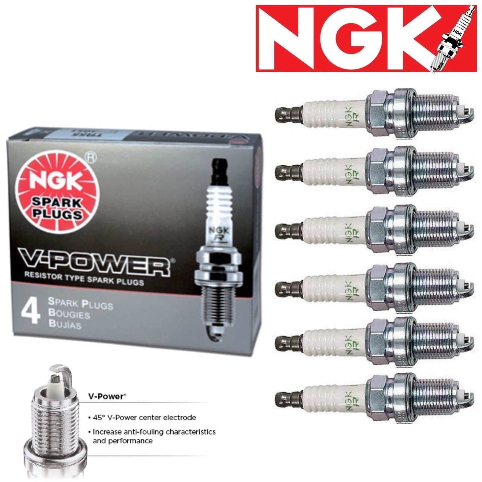 6 pcs NGK V-Power Spark Plugs 97-06 Jeep TJ  L6 Kit Set Tune Up x | eBay