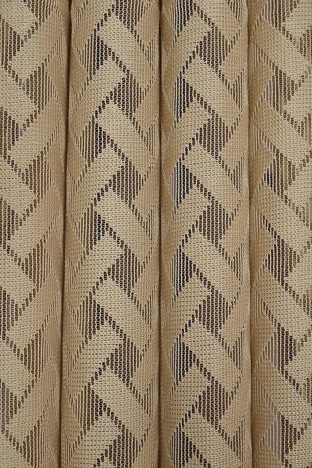 Juego de 2 cortinas de ventana con ojales semi transparentes de red cruzada de 7 pies de largo marrón Foto 4 de 4