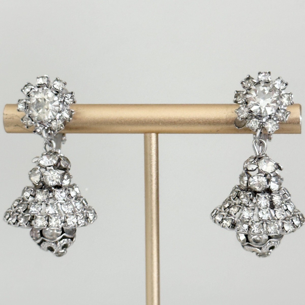 Vintage Hattie Carnegie Signed Clear Ice Rhinestone Silver Tone