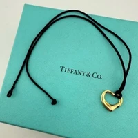 Tiffany & Co. Elsa Peretti 16mm Open Heart Pendant on Silk 18k Gold Excellent