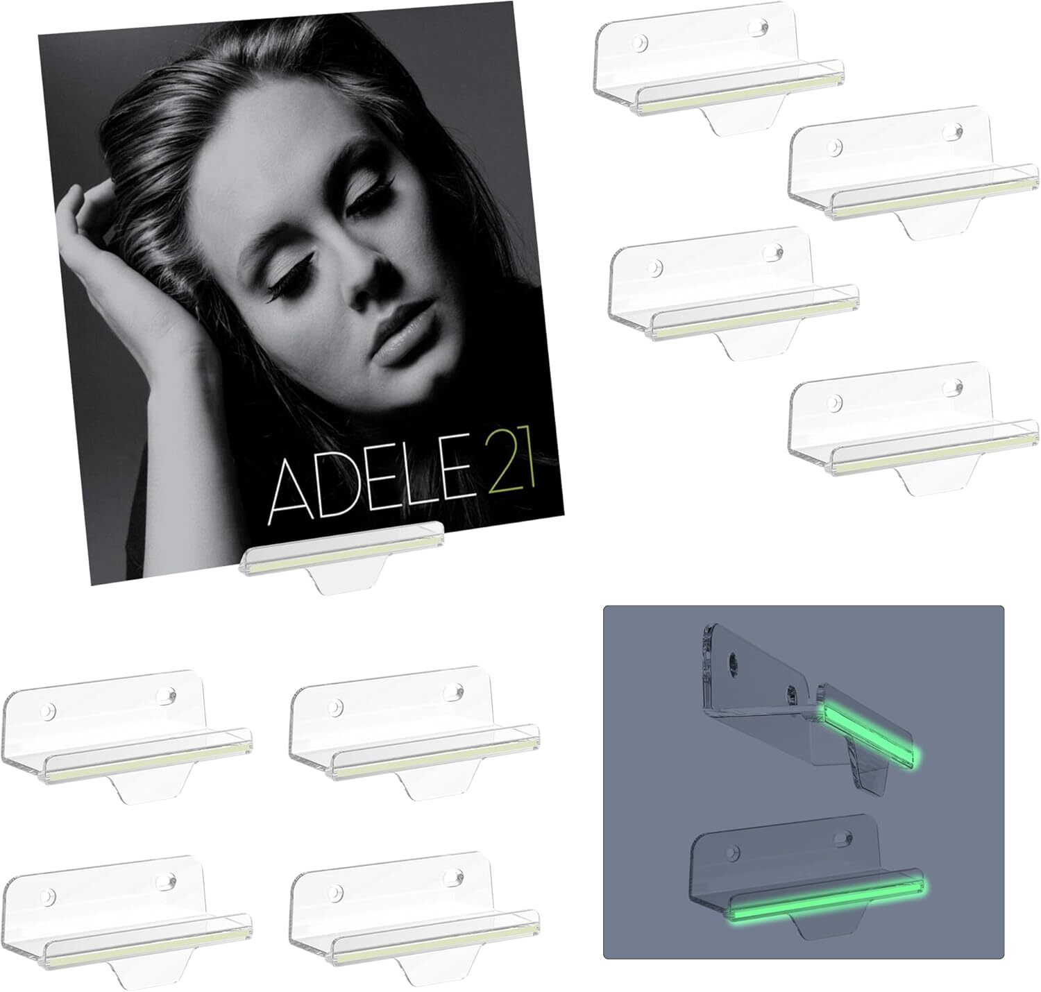 （10 Pack ）vinyl holder wall 4 inch Clear Vinyl Record Shelf Wall