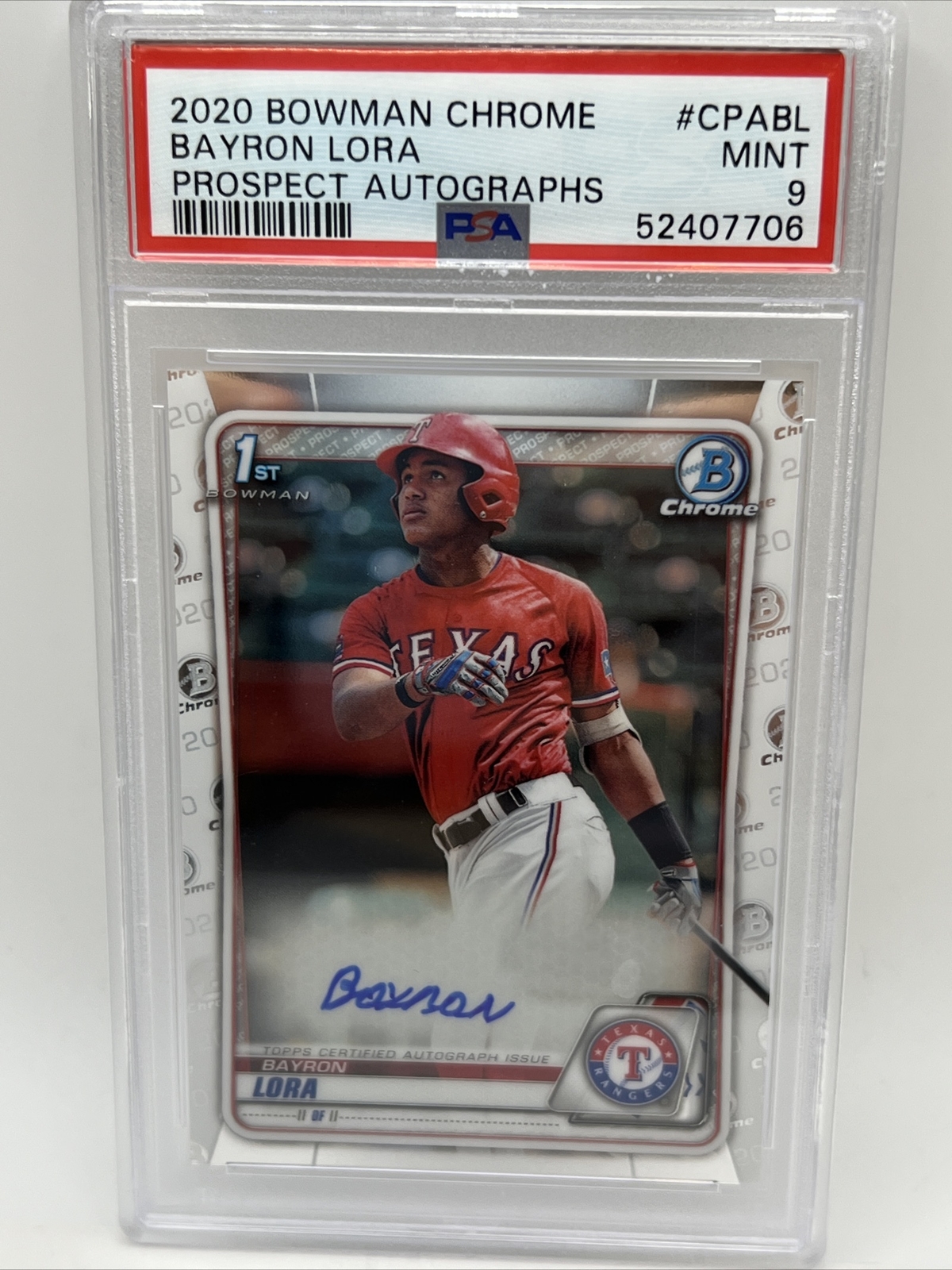 2020 Bowman Chrome Prospect Auto Bayron Lora #CPA-BL PSA 9 MINT