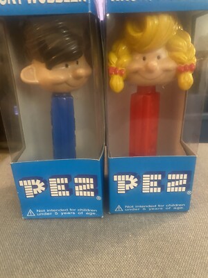 Set of 2 Vintage PEZ Heads Funko Wacky Wobbler Bobbleheads Girl