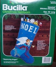 Bucilla REJOICING BLUE ANGEL Vintage Felt Christmas Stocking Kit RARE Sterilized