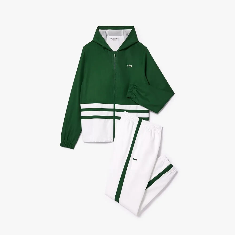 Lacoste Full Tracksuit Set Top Bottoms Green White WH7566 Mens | eBay