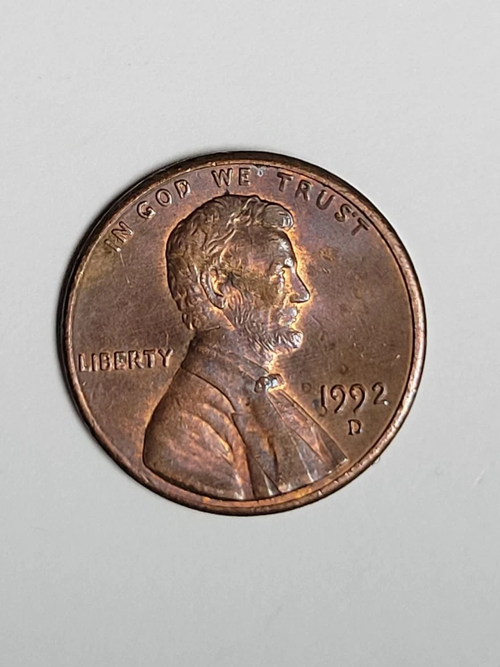 1992 D LINCOLN Penny Mint Mark D Stamped 3x Sharp Chin Tear Rare Errors on OR - Image 3 of 4