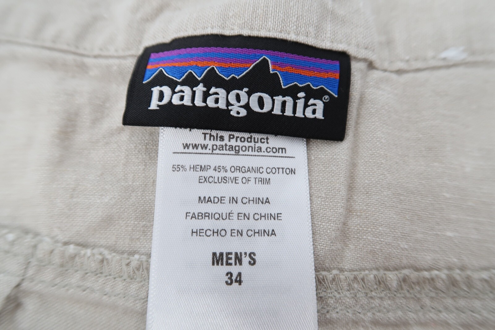 Patagonia Mens 34 Back Step Shorts Beige Khaki Cotton Hemp Hiking Outdoor thumbnail 2