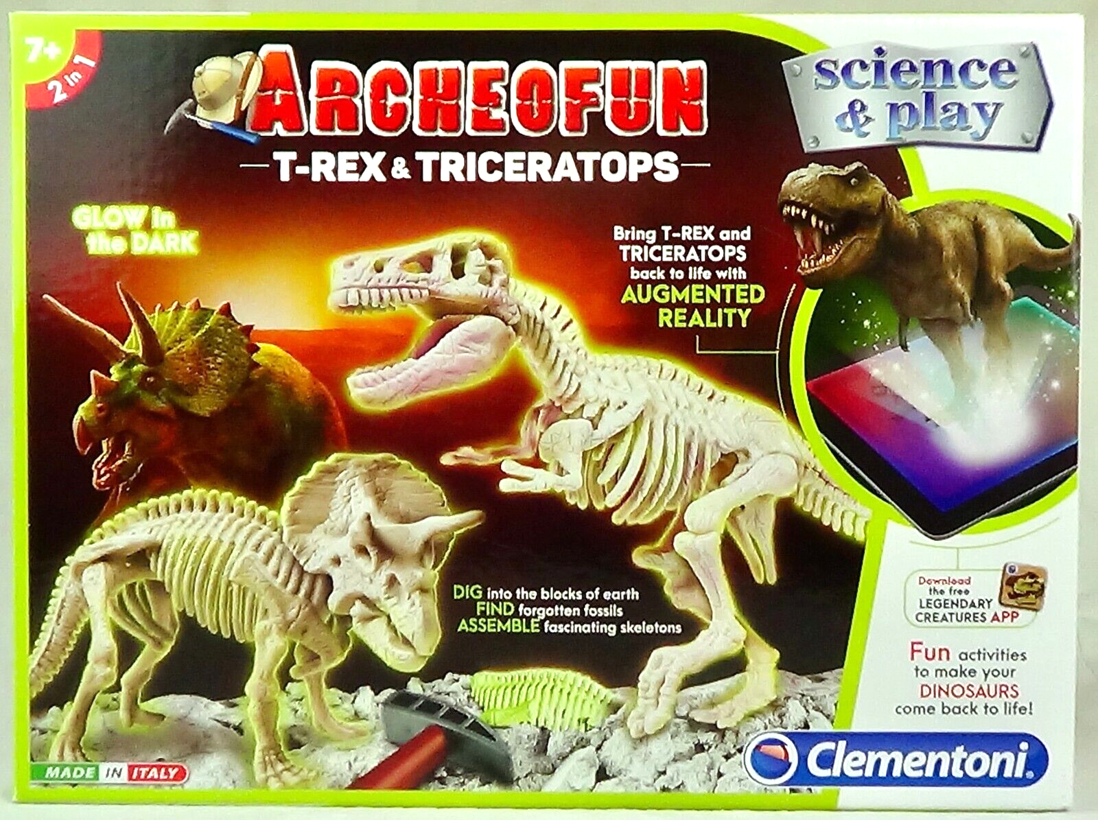 Archeofun Dinosaur T Rex & Triceratops Science Game Augmented Reality Kids Gift