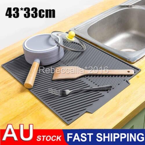 Silicone Dish Draining Mat Non-Slip Utensil Drying Board Kitchen Pad Tool Large - Picture 1 of 12