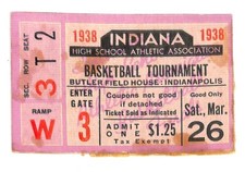 1938 Indiana High School State Finals Basketball Ticket Fort Wayne South Hammond