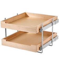 2 Tier Pull Out Cabinet Organizer Soft Close Slide Out Wood Drawer 20'W X 21'D