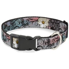 Plastic Clip Collar - Flowers w/Filigree Pink - 1.5" Wide - Fits 18-32" Neck ...