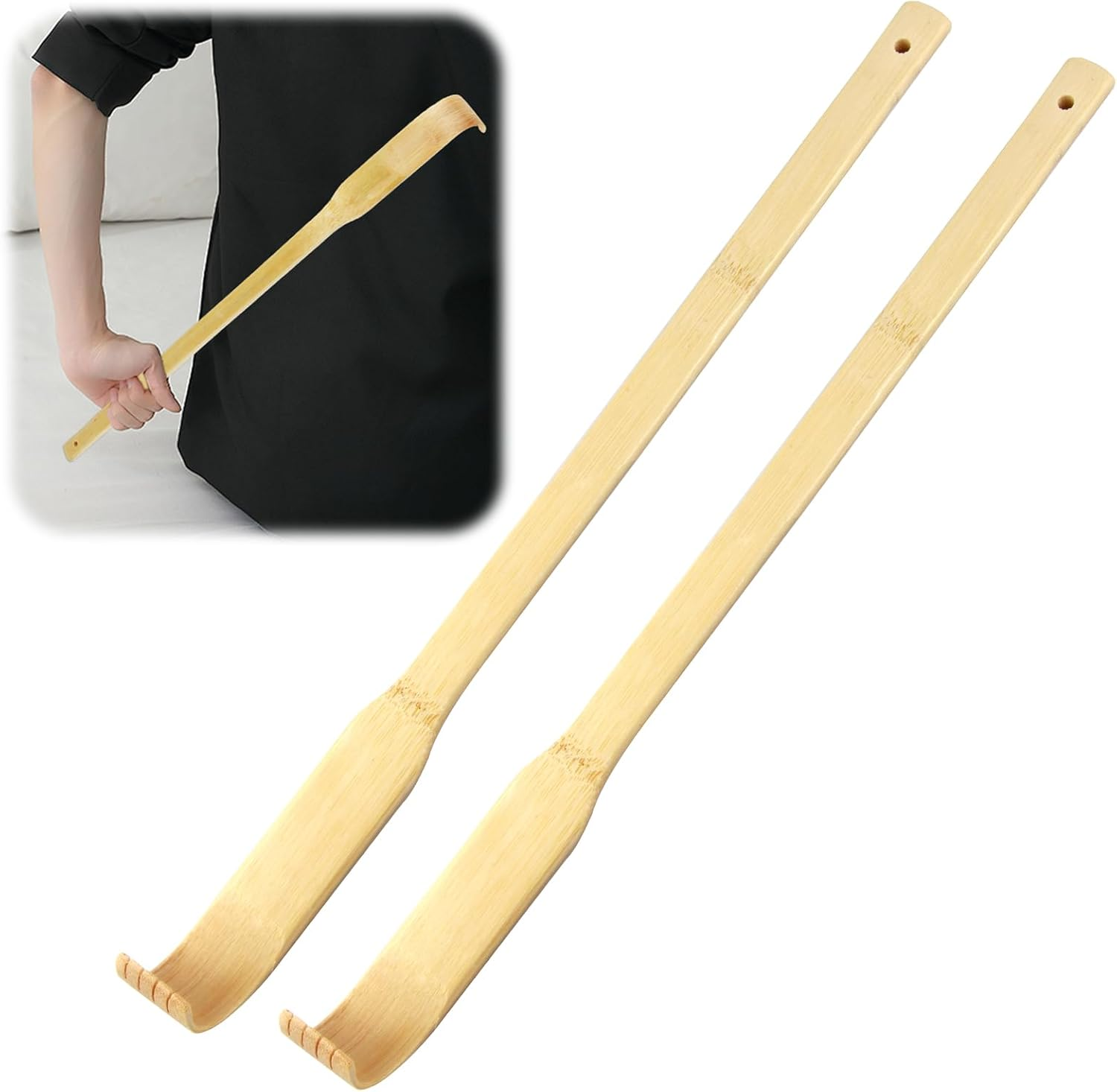 2 Pack Wooden Back Scratchers for Adults, Long Bamboo Back Scratcher Stick 16.3