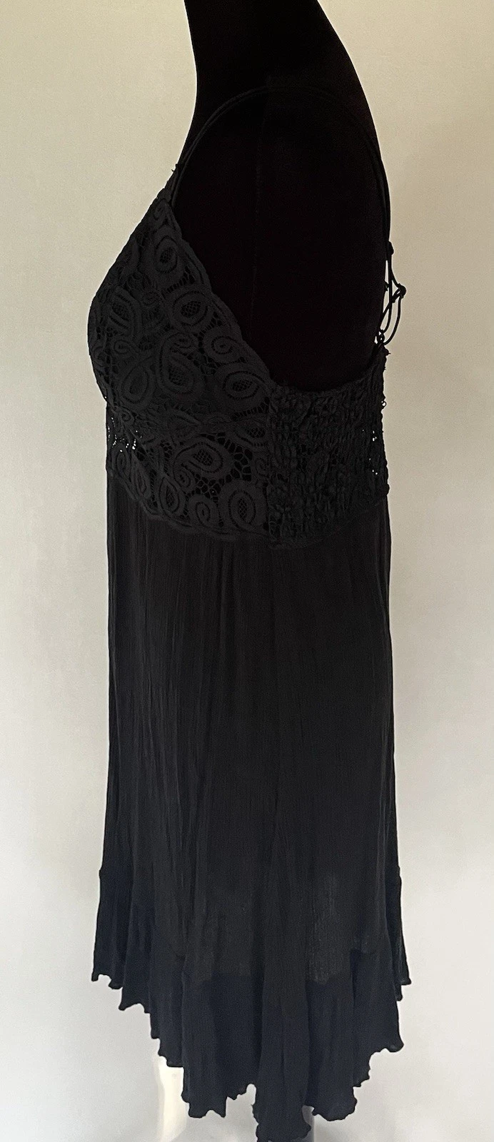 UNDERCOVER VICTORIA’S SECRET ROSA mini abito nero pizzo ricamato taglia L fata capricciosa