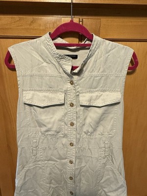 BANANA REPUBLIC Baby Doll Dress Oatmeal Color 100% Tencel Material Size S 