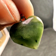 925 Sterling Silver Nephrite Jade Heart Penda...