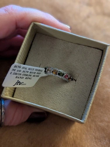 Multicolor Multi-stone Tourmaline ring 925 silver tag sized 4 but real life 4.25
