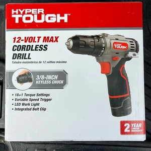 Hyper Tough 12V Max Cordless Drill 3/8-Inch Keyless Chuck LED Light 99303 NWT