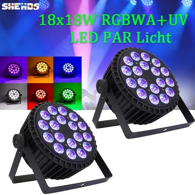SHEHDS 2X RGBWA+UV 18x18W LED PAR Can Licht Bühnenlicht DMX Disco DJ Partylicht
