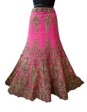 Indian Heavy Wedding Pink Hand Embroidered Lehenga/Skirt Bridal Wear Zardozi