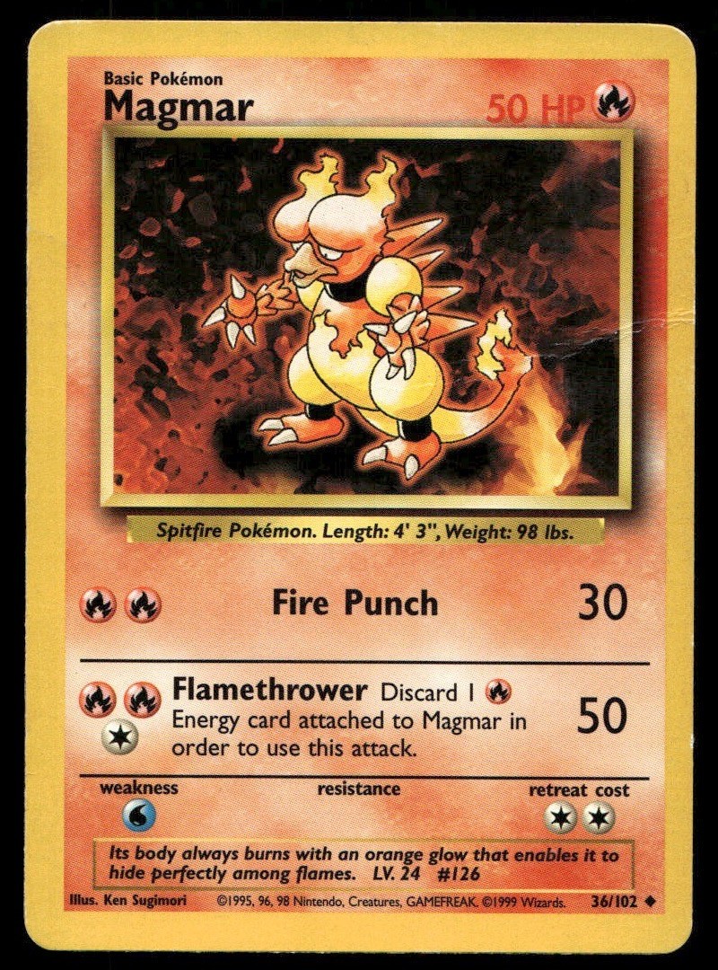Magmar Uncommon Base Set 036/102 HP
