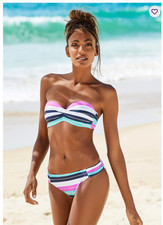 Lascanna-striped bandeau bikini top Sale 50 