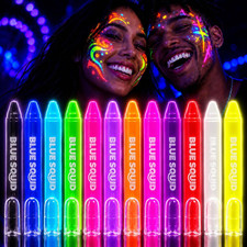 UV Neon Body Crayons - 12 Vibrant Colors Twistable  Washable Face Paint Sticks