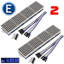 2pcs Matrix BLUE led display module max7219 5p line 8x32 4 in 1 for Arduino