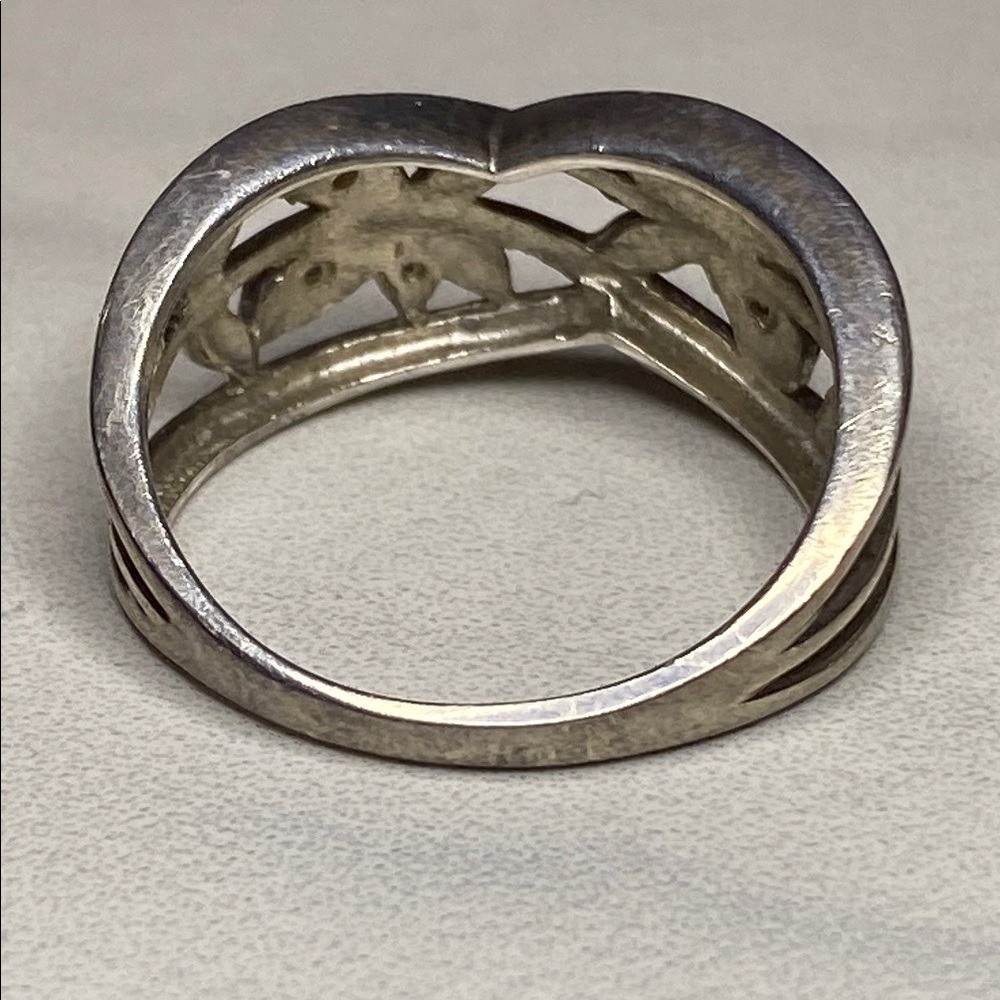 Sterling Silver Vine Leaf Pattern Ring 925 size 9… - image 4