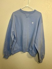 Champion XL Light Blue Fleece Pullover Crew Neck Logo Sweatshirt Men's