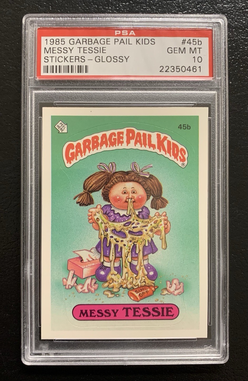 1985 Garbage Pail Kids OS2 Messy Tessie 45b PSA 10 GEM MINT-RARE GLOSSY CARD TWT