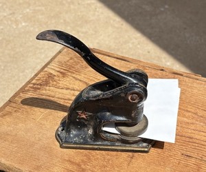 Antique Cast Iron Embossing Stamp/Seal Shooting Star School District 44 Ellis Co