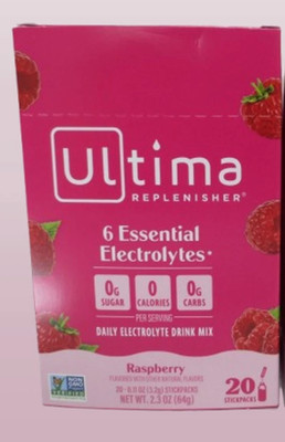 9/26 Ultima Replenisher, Electrolyte Hydration Drink Mix, Raspberry, 20 Count SF