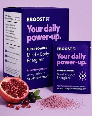 EBOOST Super Energy Powder Drink Mix, Non-GMO Electrolyte Supplement Loaded with