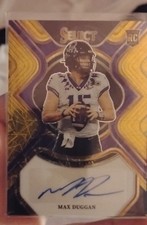 2023 Panini Select Draft Picks - Max Duggan #RS-MAX Gold Lazer Prizm /25 (AU,RC)