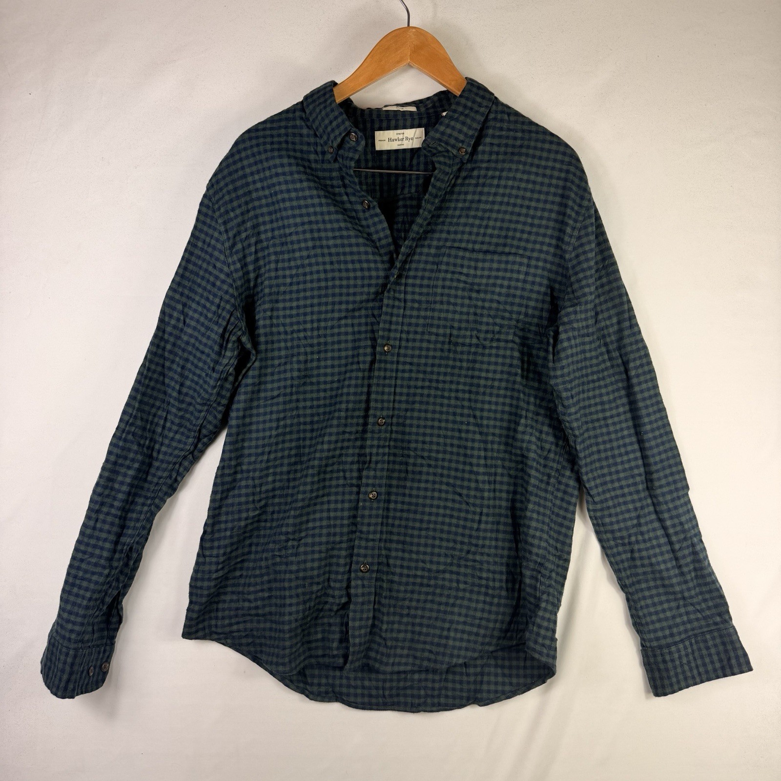 Hawker Rye Men&rsquo;s Slim Fit Stretch Flannel Shirt Blue Green