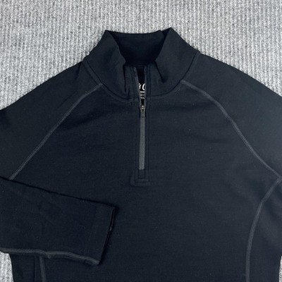 Duck Camp Pullover Womens Large Black Merino Wool 1/4 Zip Base Layer Shirt