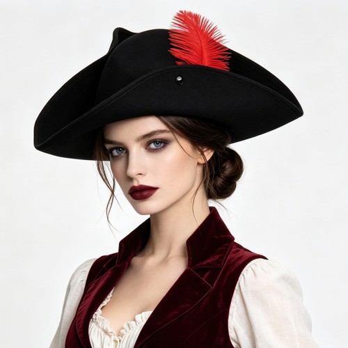 Casquette unisexe adulte tricorne pratique vintage chapeau pirate durable large bord fête - Photo 49/63
