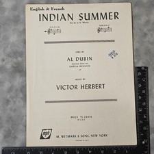 1939 Indian Summer Sheet Music Victor Herbert Al Dubin Witmark English French VG