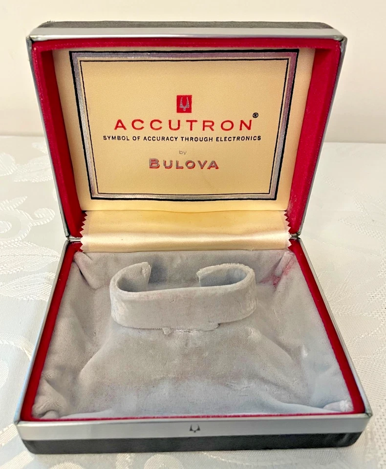 Reloj Bulova Accutron Vintage Caja Presentación Forro Fieltro #214 Solo Caja Interior Foto 2 de 4