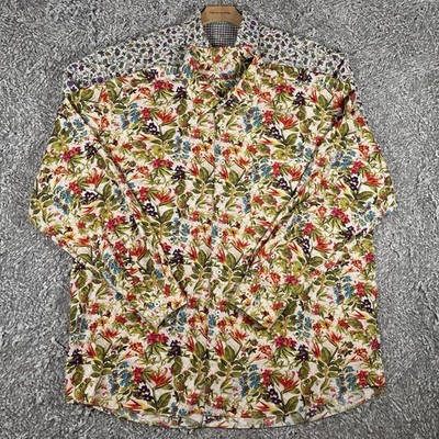 Alan Flusser Button Up Shirt Bundle of Two Men's XXL Floral Designer Preppy