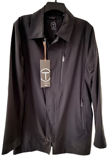 NWT TUMI MENS T-TECH PACK-A-WAY BLACK JACKET FOR TRAVEL, RAIN, MEDIUM, MSRP $195