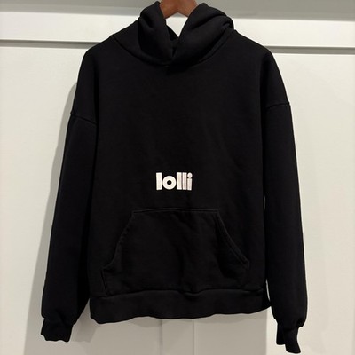 Lolli Hoodie Mens Small Black Pullover Fleece Logo Kangaroo Pocket Oversized