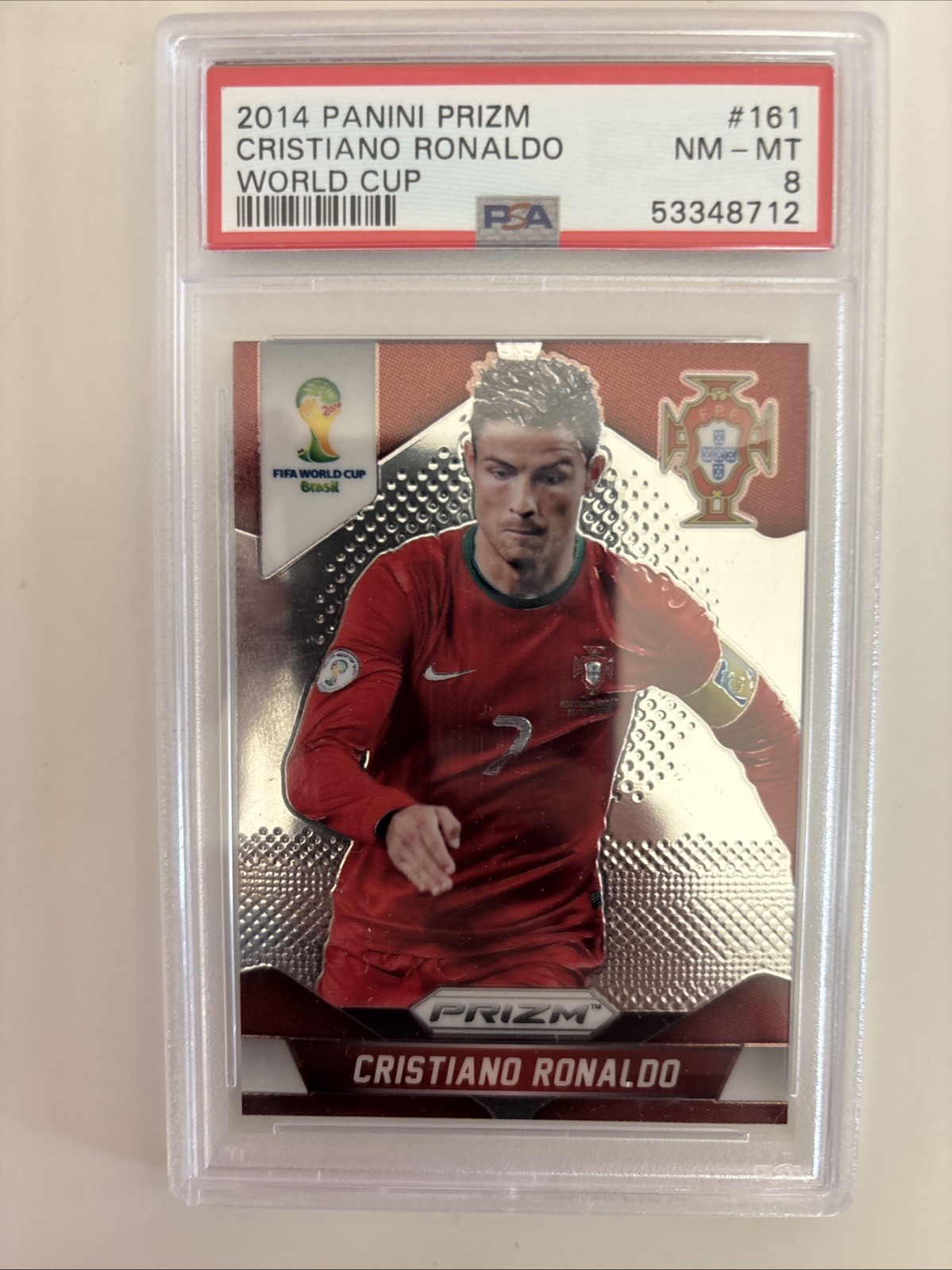 2014 Panini Prizm World Cup Cristiano Ronaldo #161 PSA 8