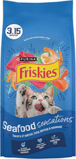 Purina Friskies Seafood Sensations Dry Cat Food Salmon Tuna Shrimp 4 Pack